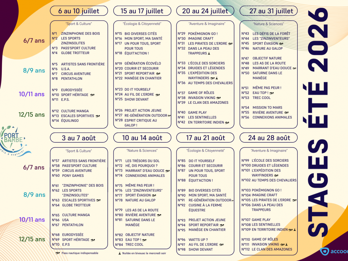 prog été 2026